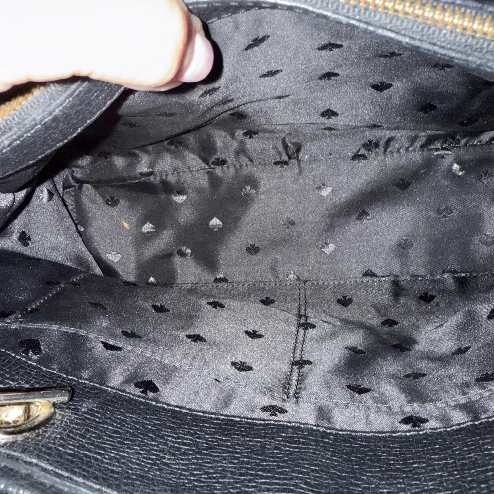 Kate Spade Black Pebbled Leather Silver Chain Handle‎ Satchel Crossbody Bag